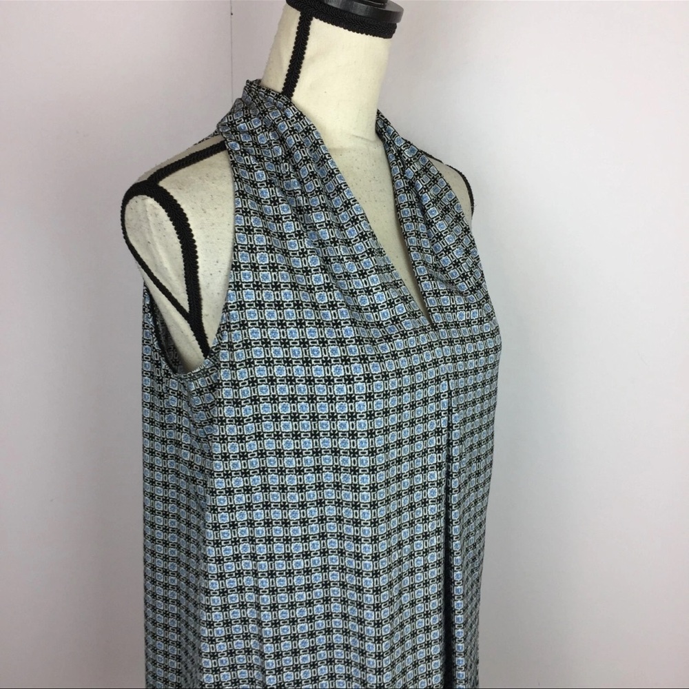 Max Studio Green and White Sleeveless Halter Blouse - Picture 3 of 5